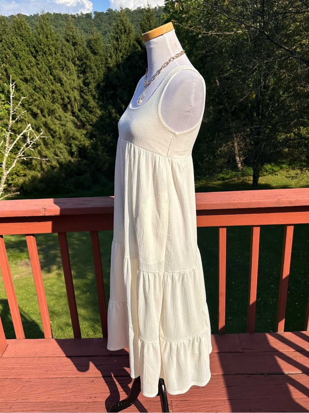 Free People Beach Reel Love Ivory Sleeveless Tiered Maxi Dress - Picture 2 of 5
